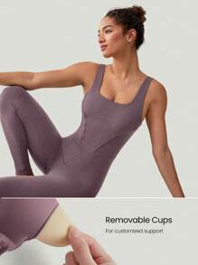 GLOWMODE 24" FeatherFit™ Tummy Control Open Back Gym Yoga Sports Jumpsuit Bodysuit Summer Elegant For Woman