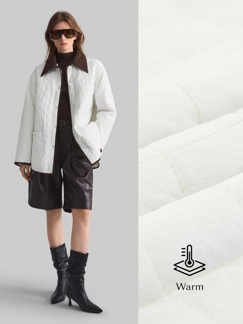 Women's Contrast Trim Long Sleeve Pocket Casual Winter Jacket, Minimalist Design