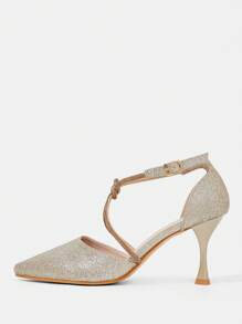 CUCCOO HITCHD Décolleté con tacco a spillo e punta a diamante color oro, eleganti per tragitto casa-lavoro, appuntamenti, matrimoni, ufficio, feste formali