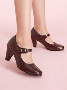 CUCCOO DOLLMOD Women Fashion Daily Commute Retro High Heel Pumps Valentines - Redwood - View 1