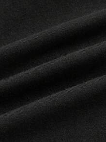 SHEIN EZwear Summer Outfits Eagle & Letter Graphic Crop Tee - Black - View 4