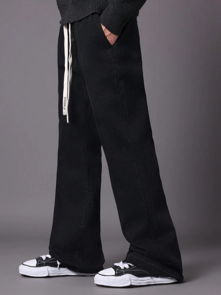 허리끈이 달린 와이드 레그 플레어 진