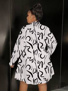 Slaydiva 女士优雅商务休闲印花收腰长袖衬衫裙，适合办公室穿着，秋季 - 杏色 - 查看 2