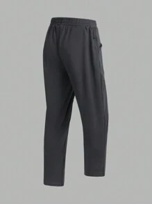 2pcs Women's Solid Color Elastic Waist Casual Sporty Pants For Everyday Wear