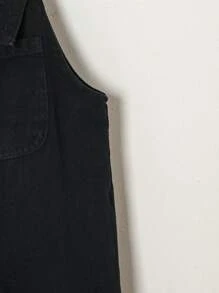 Young Girl Denim Overalls And Jumpsuit - Black - View 4