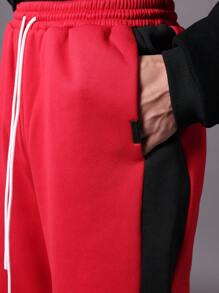 SUMWON Distressed Designer Sweatpants Relaxed Fit Athletic Pants Winter Loungewear Athleisure Streetwear Jogger With Side Stripe Workout Running Track Pants - Red - View 7