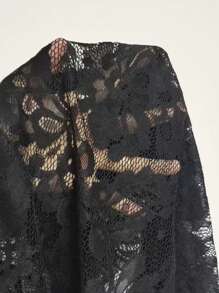 Allurite Plus Size Women Sexy Lace Cross V Neck Ruffle Long Sleeve Bodysuit Fall Cloth For Women