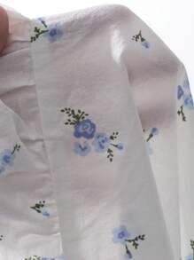 DAZY 甜美碎花荷叶边领女士睡裙 - 白色 - 查看 9