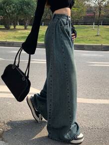 DAZY Women's Loose Fit Pockets Straight Leg Casual Jeans,Baggy Jeans