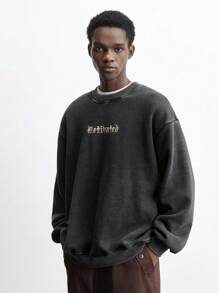 Maija 男士圆领字母印花休闲套头衫 - 黑色 - 查看 7