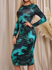 Lavishia Printed Bodycon Mid-Length Dress For Women Casual Daily Fall Women, Homecoming Dresses - Multicolor - View 6