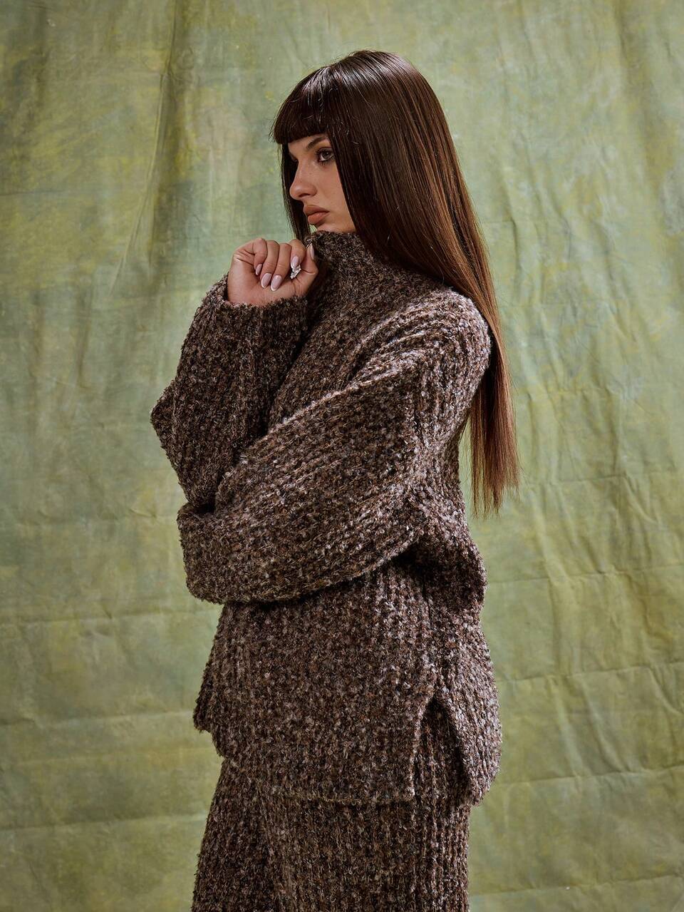 Maglione oversize a collo alto, casual per l'estate e la primavera, adatto per le vacanze