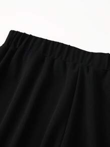 SHEIN Clasi Pantalon ample à jambe large de couleur unie et décontracté pour grandes tailles