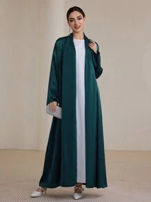 Graceveil Fashionable Elegant Jacquard Fabric Arabic Style Open Front Robe, Spring/Summer Modest, Abaya