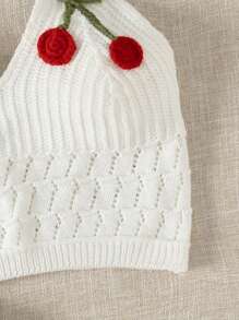 Swim Mod Women Beach Cover-Up Halter White Cropped Knit Top Summer - White - View 5