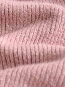 Cozy Pixies Baby Girl Soft Knitted Round Neck Long Sleeve Tulle Waist Dress - Dusty Pink - View 5