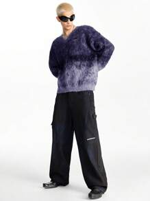 NEON BLANC 男士渐变色 V 领套头衫，适合秋冬季 - 紫色 - 查看 2