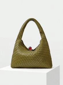 MOTF PREMIUM WOMEN'S FASHIONABLE SIMPLE WOVEN SHOULDER BAG - Olive Green - View 2