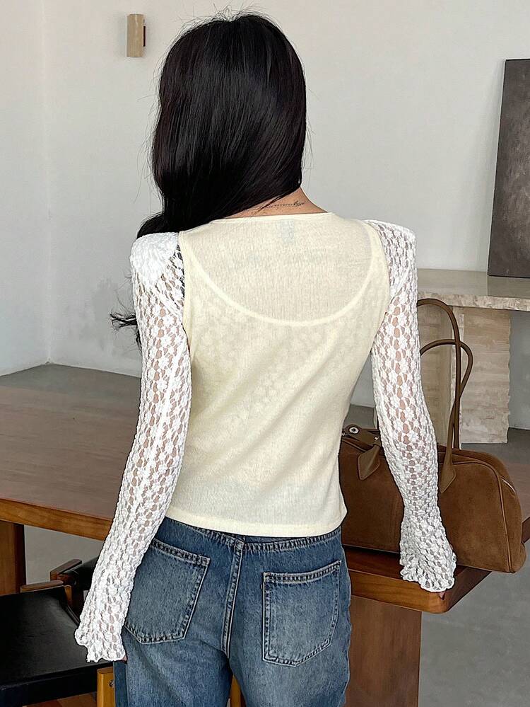 Letter Jacquard Integrated Crew Neck Casual Top, Women Spring/Summer Tank Top