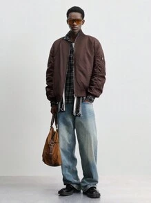 Maija Men's 2025 Spring Casual Buttoned Cuff Loose Fit Thermal Lined Long Sleeve Jacket/Outwear, Fashion Simple For Valentine's Day, Holiday, New Year Party, Daily, Travel - Mocha Brown - View 1