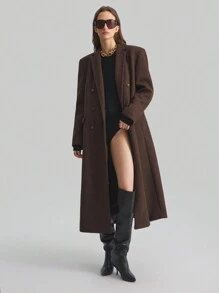 Ontre 2025 New Spring Women's Clothing Extra Long Coat, Women's Jacket, Holiday Women's Fashion Outfit, Comfortable Sophisticated Brown Maxi Coat For Tall Women, Turndown Collar Long Jacket Brown Minimalist Outerwear
