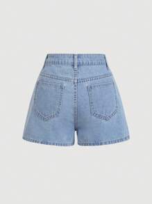 SHEIN MOD Women's Mid-Waist Super Short Denim Shorts With Bow Decor, Valentines Women Clothes, Denim Shorts With Bow, High Waisted Shorts