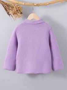 Girls Vintage Palace Style Double-Breasted Knitted Cardigan, Blue Collar Thick Knitted Sweater