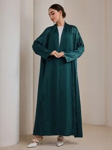 Graceveil Fashionable Elegant Jacquard Fabric Arabic Style Open Front Robe, Spring/Summer Modest, Abaya