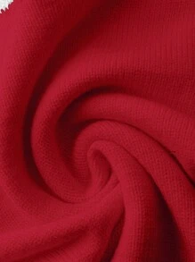 SHEIN Clasi 优雅撞色钩针女式针织毛衣裙，修身百搭，秋冬 - 紅色 - 查看 5