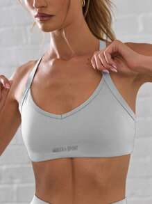 Musera Sport Áo ngực thể thao Hyrax cổ khoét sâu, lưng chéo, thích hợp cho các hoạt động thể thao như đi bộ đường dài, tập thể dục, Padel, Tennis, Pickleball, tập gym, yoga, pilates, mặc hàng ngày. - Màu Xám nhạt - Xem 5