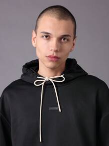 SUMWON Oversized Drawstring Hooded Sweatshirt Matching Jogger Set Fall Winter Loungewear Tracksuit Comfortable Athletic Streetwear Two Piece Outfit - Black - View 5
