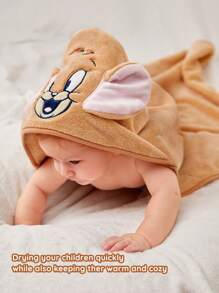 TOM & JERRY X SHEIN 嬰兒卡通珊瑚絨浴巾