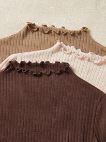 SHEIN EZwear 3入組生邊立領t恤 - 彩色 - 查看 4