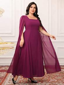 Modelyn Đầm thanh lịch cổ vuông họa tiết cà vạt tương phản cỡ lớn cho nữ - Màu Hồng Tươi - Xem 5