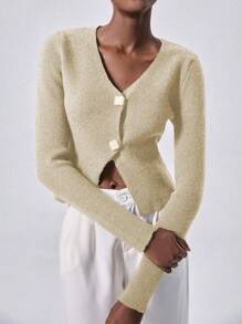 Chiquease Women's Elegant Knitted Long Sleeve Cardigan Sweater, Waist Cinched, Versatile, Autumn/Winter