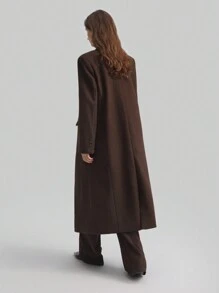 Ontre 2025 New Spring Women's Clothing Extra Long Coat, Women's Jacket, Holiday Women's Fashion Outfit, Comfortable Sophisticated Brown Maxi Coat For Tall Women, Turndown Collar Long Jacket Brown Minimalist Outerwear