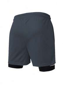 Manfinity Sport Corelite 男士前拉链简约休闲运动短裤，日常穿着灰色短裤