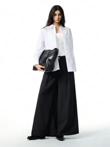 SHEIN EZwear 女式纯色前扣口袋休闲西装裤