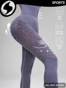 Innovista Combinaison de sport avec structure en filet respirante à effet denim lavé violet, contrôle du ventre et levage des fesses. Combinaisons pour femmes, tenues de sport, automne hiver - Prune - Voir 10
