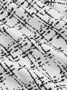 SHEIN MOD Sukienka damska Plus Size z podwójnym zapięciem na guziki, w czarno-białą kratę, wykończona sztucznymi perłami