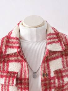 Tween Mädchen Mantel im Rot karierten Freizeitstil für Schule, warm geeignet für Herbst/Winter