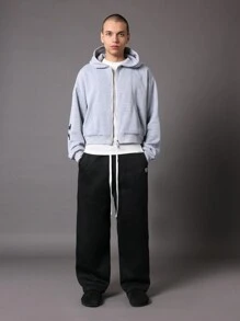 SUMWON Oversized Two Piece Co-Ord Set High Rise Zip Up Hooded Sweatshirt Wide Leg Joggers Streetwear Casual Lounge Winter Comfort Wear - Multicolor - View 3
