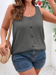 SHEIN VCAY Einfarbiges Urlaubs-Lässig Trägertop mit Knopfleiste in großen Größen