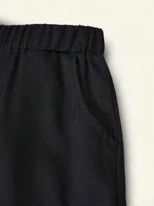 SHEIN 3-Piece Set: Boys Academy Style Collared Shirt, Academy Style Casual Shorts, Embroidered Academy Style Knit Cardigan With Necktie - Navy Blue - View 6