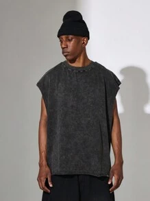 SUMWON Washed Tank Top - Black - View 2