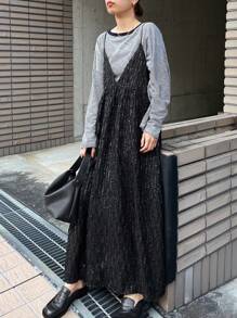 FRIFUL Women Casual Minimalist Sleeveless Spaghetti Strap Dress For Daily Wear