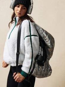 VARSIVA 拉链高领连帽宽松休闲普鲁士女式运动夹克 - 白色 - 查看 6