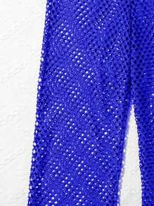 Tween Girls 3pcs Set Ruffled Trim Bikini Swimwear - Blue - View 4