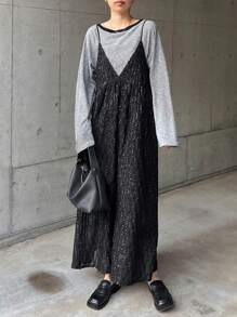 FRIFUL Women Casual Minimalist Sleeveless Spaghetti Strap Dress For Daily Wear