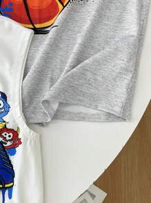 3Pcs/Set Tween Boy Loose Fit Street Style Graphic Print Tank Top Set